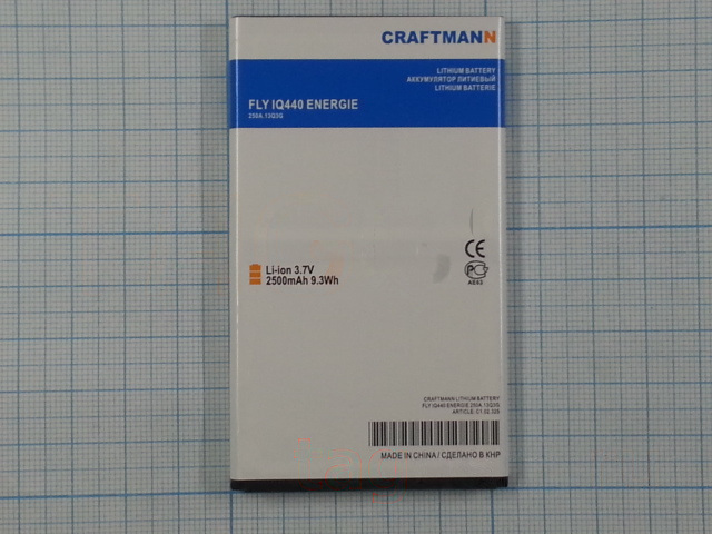 АКБ CRAFTMANN для Fly IQ440 ENERGIE 2500mAh Li-ion
