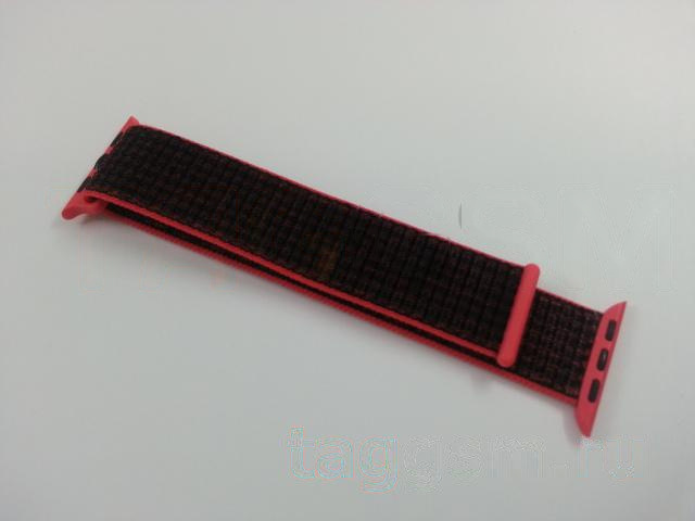 Ремешок для Apple Watch 38mm / 40mm / 41mm (нейлон, красно-черный)