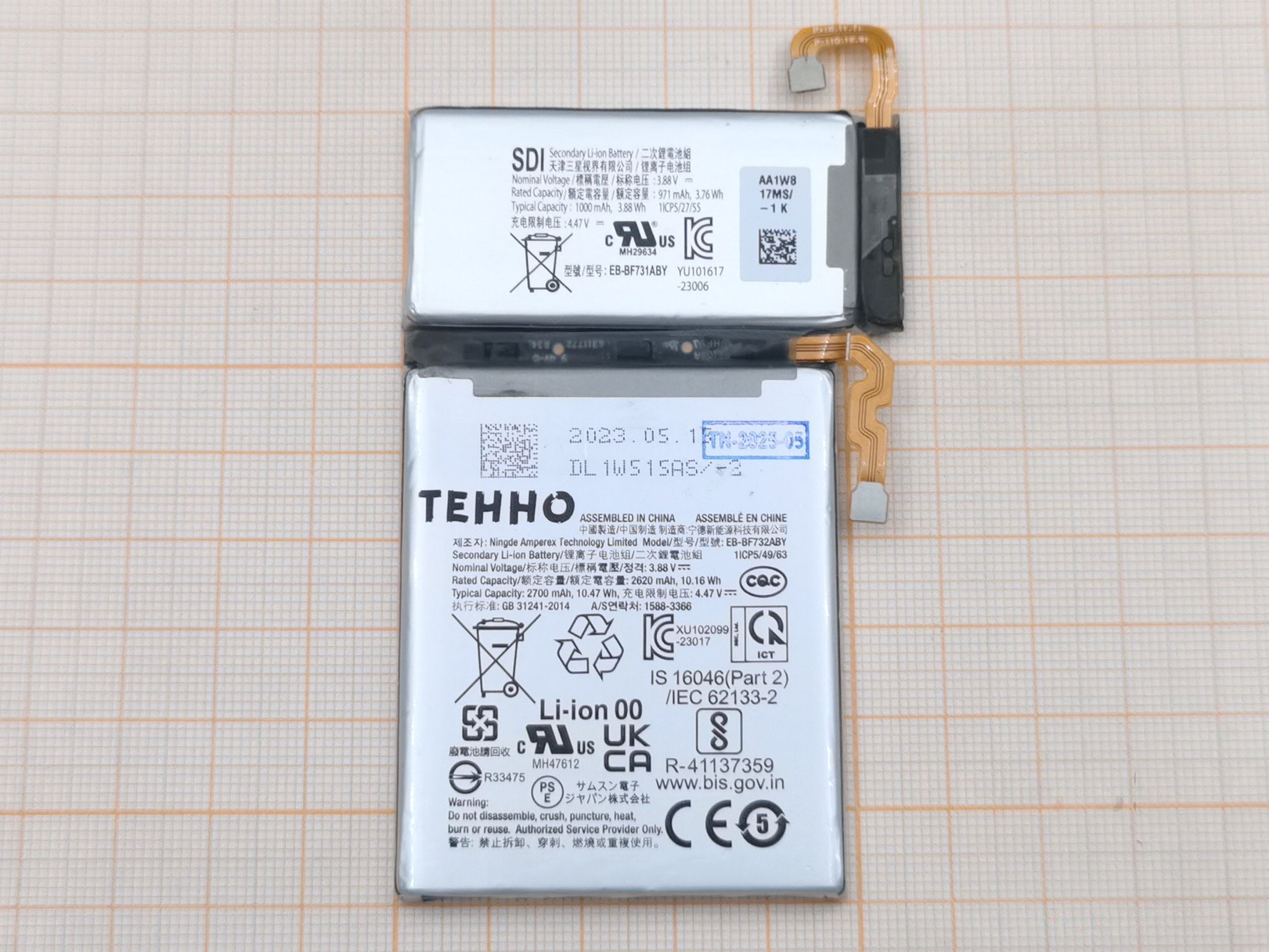 АКБ для Samsung F731 Galaxy Z Flip 5 5G (EB-BF731ABY)+(EB-BF732ABY) (в коробке), TN+