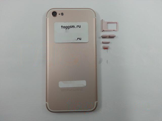 Задняя крышка для iPhone 5 (розовое золото) (дизайн iPhone 7)
