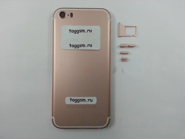Задняя крышка для iPhone 5S (розовое золото) (дизайн iPhone 7)