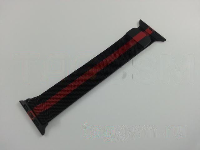 Ремешок для Apple Watch 38mm / 40mm / 41mm (металл, черно-красный)